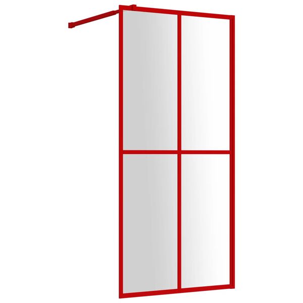 vidaXL Divis&oacute;ria de chuveiro 90x195 cm vidro transparente ESG vermelho