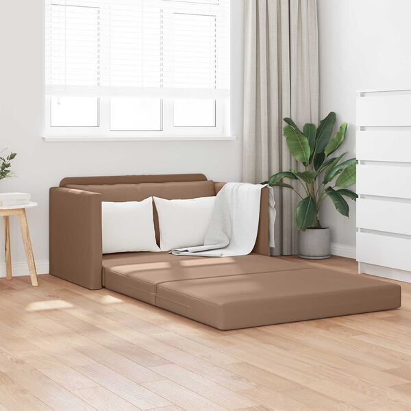 vidaXL Sof&aacute;-Cama 110cm Cappuccino Couro Artificial