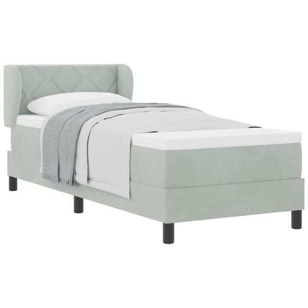 vidaXL Cama Box com colch&atilde;o Cinzento-claro 80 x 200 cm Veludo