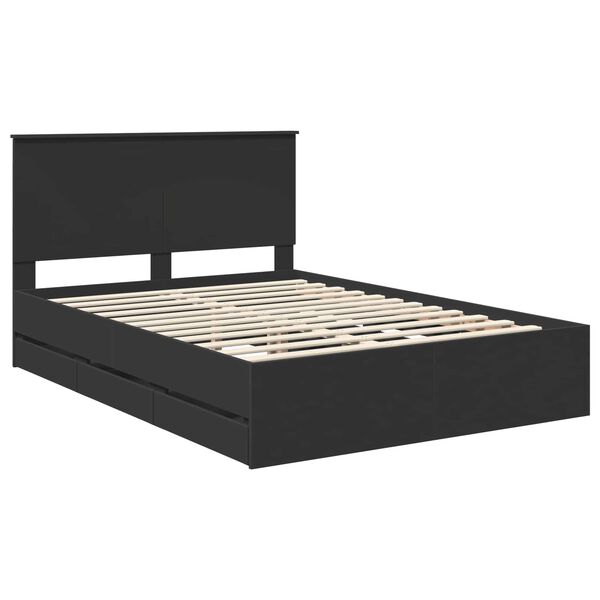 vidaXL Estrutura da Cama Preto 140 x 190 cm Madeira de Engenharia