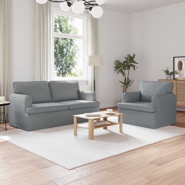 vidaXL Sof&aacute; 2 pcs Cinzento-claro