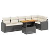 vidaXL 7 pcs conjunto de sof&aacute;s p/ jardim c/ almofad&otilde;es vime PE preto