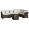 vidaXL 8 pcs conjunto sof&aacute;s de jardim c/ almofad&otilde;es vime PE castanho