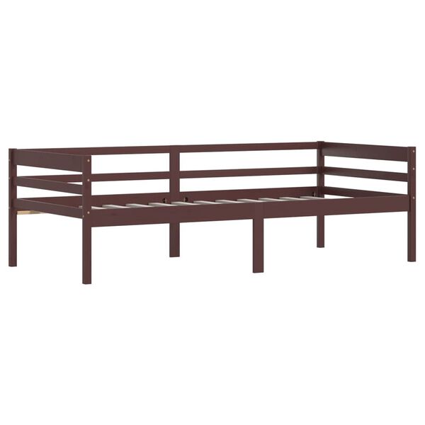 vidaXL Estrutura de cama 90x200 cm pinho maci&ccedil;o castanho-escuro