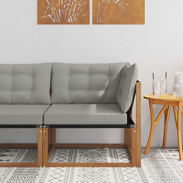 vidaXL Sof&aacute; de Canto Outdoor Madeira S&oacute;lida de Ac&aacute;cia Natural