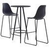vidaXL 3 pcs conjunto de bar pl&aacute;stico preto
