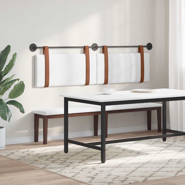 vidaXL Cabeceira Suspensa Liso Branco 170 x 55 x 5 cm PU Antigo