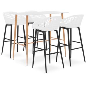 vidaXL 5 pcs conjunto de bar branco