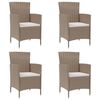 vidaXL Cadeiras de jardim com almofad&otilde;es 4 pcs vime PE bege