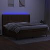 vidaXL Cama box spring c/ colch&atilde;o/LED 200x200cm tecido castanho-escuro