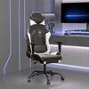 vidaXL Cadeira de gaming c/ apoio p&eacute;s couro artificial preto/branco