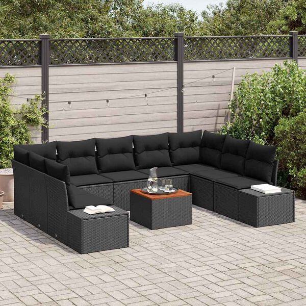 vidaXL Conjunto de Sofá de Jardim 10 pcs Preto