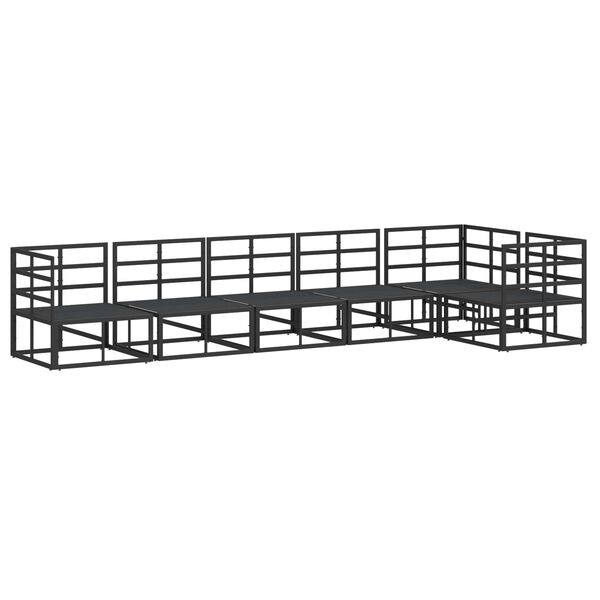 vidaXL Conjunto de Sofá de Jardim com almofada 6 pcs Preto Alumínio
