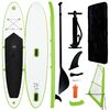 vidaXL Conjunto prancha paddle SUP insufl&aacute;vel c/ vela verde/branco