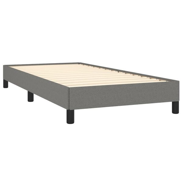 vidaXL Estrutura de cama sem colch&atilde;o 90x190 cm tecido cinzento-escuro