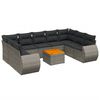 vidaXL 10 pcs conjunto sof&aacute;s de jardim c/ almofad&otilde;es vime PE cinzento