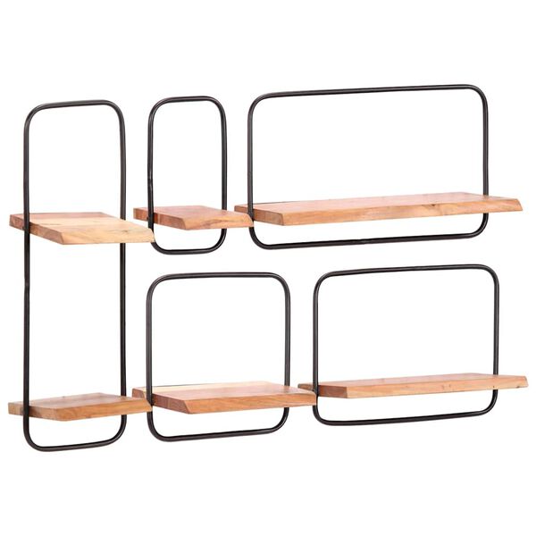 vidaXL Prateleiras parede 5 pcs madeira de ac&aacute;cia maci&ccedil;a