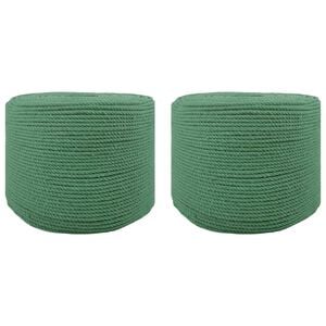 vidaXL Cord&atilde;o de Algod&atilde;o 2 unid. 2 mm 100 m Verde 100% Algod&atilde;o