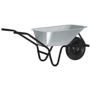 vidaXL Carrinho de M&atilde;o Prata e Preto 80 L 120 kg A&ccedil;o Galvanizado