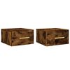 vidaXL Mesas de cabeceira de parede 2 pcs 35x35x20 cm carvalho fumado