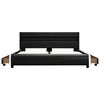 vidaXL Estrutura de cama com LED 140x200 cm couro artificial preto