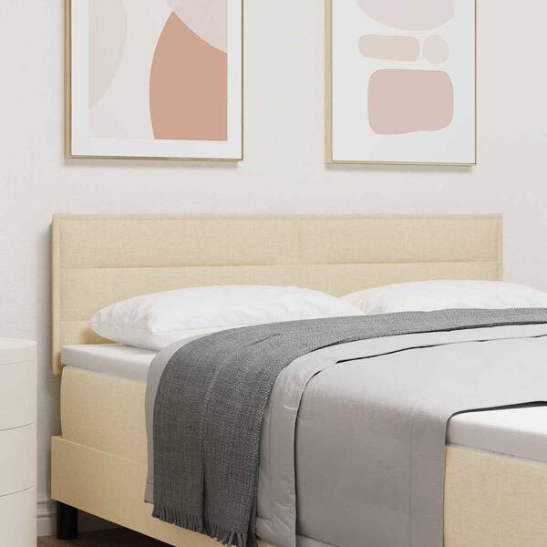 vidaXL Cabeceira LED com luzes de tira LED Creme 160 cm Poli&eacute;ster