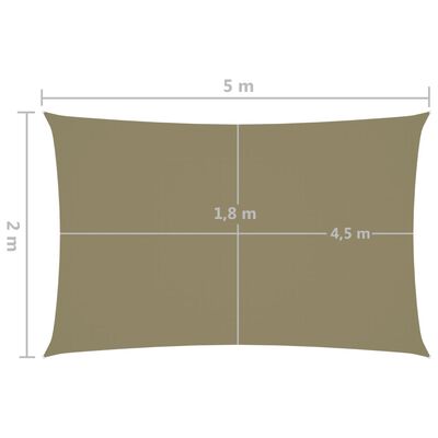 vidaXL Para-sol estilo vela tecido oxford retangular 2x5 m bege