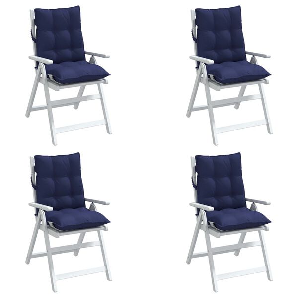vidaXL Almofad&otilde;es cadeira encosto baixo 4 pcs oxford azul-marinho