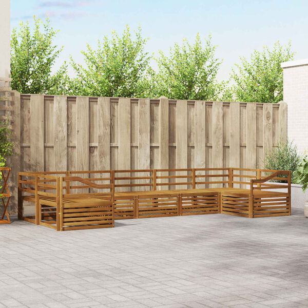 vidaXL Conjuntos de sof&aacute;s 7 pcs Natural Madeira S&oacute;lida de Ac&aacute;cia