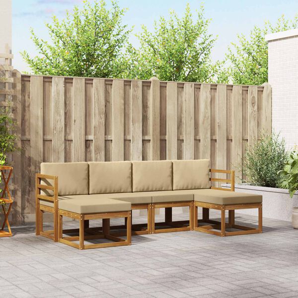 vidaXL Conjunto de Sof&aacute;s para Exterior 6 pcs Natural e Bege