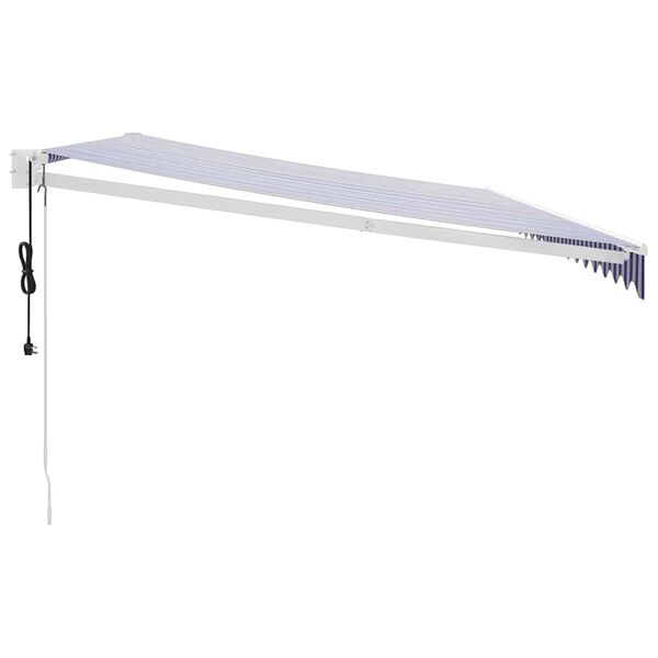 vidaXL Toldo retr&aacute;til autom&aacute;tico 5x3 m azul e branco
