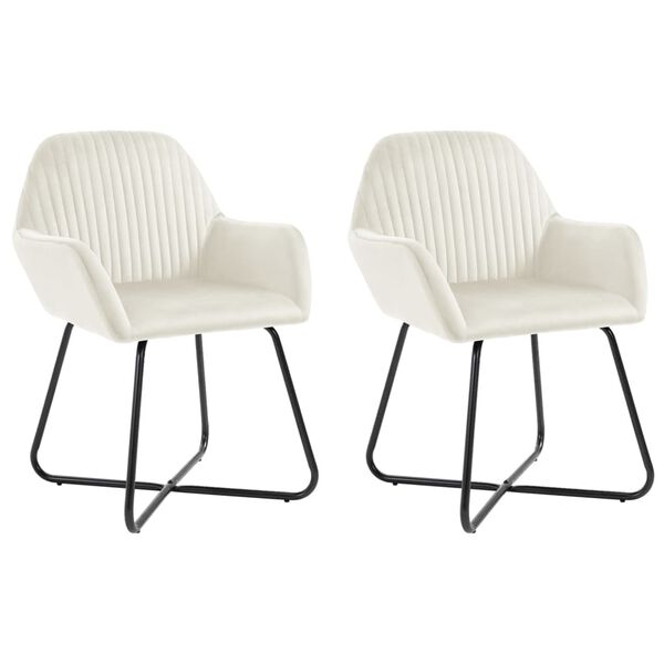 vidaXL Cadeiras de jantar 2 pcs veludo cor creme