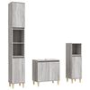 vidaXL 3 pcs Conjunto m&oacute;veis casa de banho madeira proc. cinza sonoma