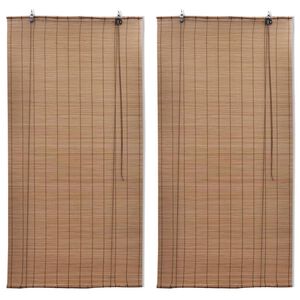 vidaXL Estores de rolo bambu 2 pcs 120 x 220 cm