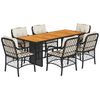vidaXL 7 pcs conjunto de jantar p/ jardim c/ almofad&otilde;es vime PE preto