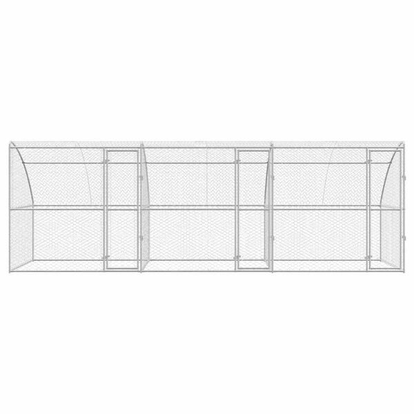 vidaXL Canil de Cachorro 3 pcs Prateado 6 x 2 x 2 m A&ccedil;o galvanizado