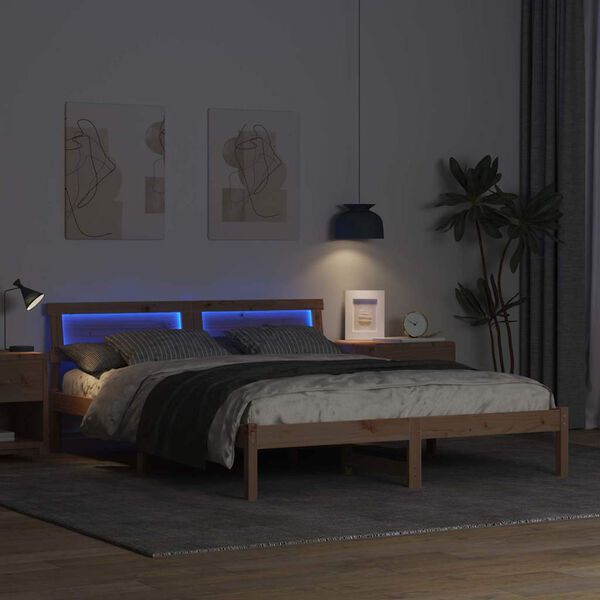 vidaXL Estrutura da Cama com cabeceira Castanho 160 x 200 cm