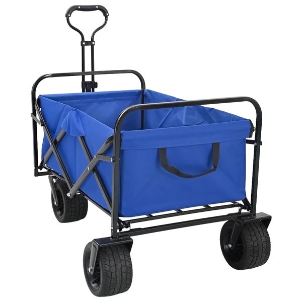 vidaXL Carrinho de M&atilde;o Dobr&aacute;vel Manual Azul 89 x 63 x 96 cm