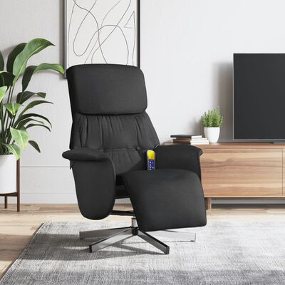 vidaXL Cadeira massagens reclinável com apoio de pés tecido preto