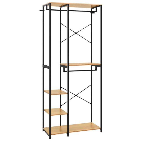 vidaXL Roupeiro 90x40x213 cm metal e contraplacado preto e carvalho