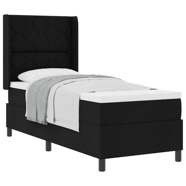 vidaXL Cama Box com colch&atilde;o com cabeceira Preto 80 x 200 cm tecido