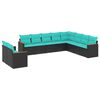 vidaXL Conjunto de sof&aacute; de jardim com 10 pe&ccedil;as e almofadas em rattan sint&eacute;tico preto