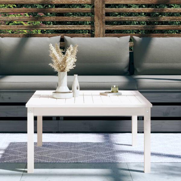 vidaXL Mesa de jardim 82,5x82,5x45 cm madeira de pinho maciça branco