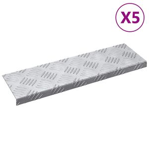 vidaXL Degrau 5 unid. 60 x 18 x 2,5 cm Prateado Alum&iacute;nio Retangular