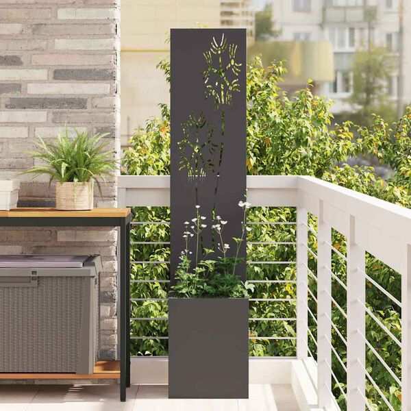 vidaXL Tela de Privacidade para Jardim Floral Preto 32 x 150 cm