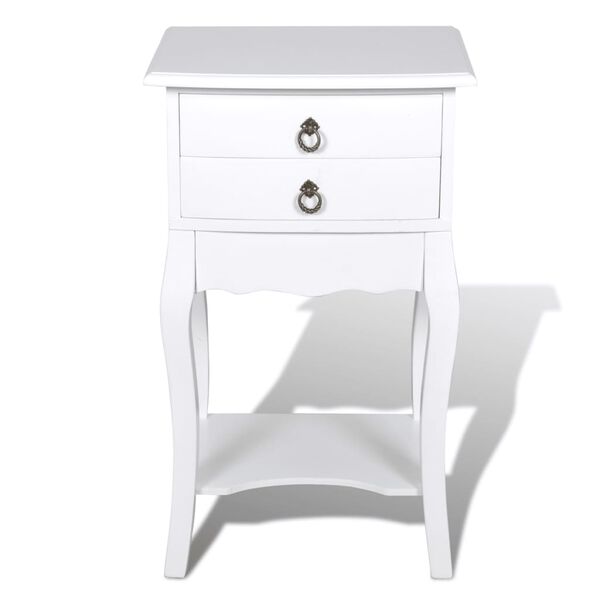 vidaXL Mesa de cabeceira com 2 gavetas branco