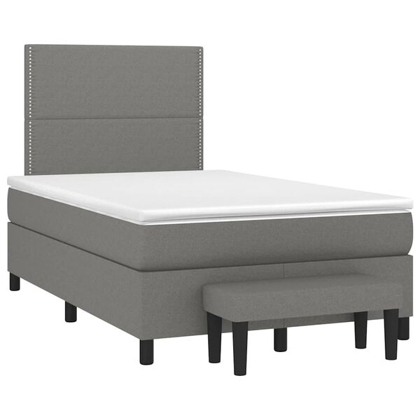 vidaXL Cama boxspring com colch&atilde;o 120x190 cm tecido cinzento-escuro