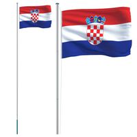 vidaXL Bandeira da Croácia e mastro 6,23 m alumínio
