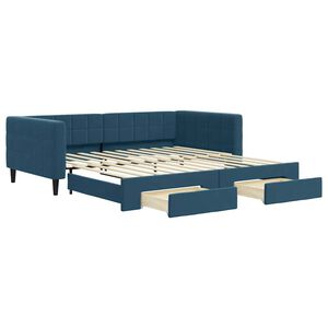 vidaXL Sof&aacute;-cama com gavet&atilde;o e gavetas 100x200 cm veludo azul