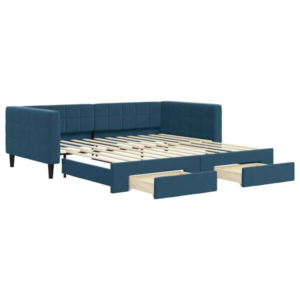 vidaXL Sof&aacute;-cama com gavet&atilde;o e gavetas 100x200 cm veludo azul